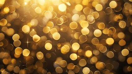 Poster - Gold bokeh background with soft blurred circular light spots creating a festive and elegant atmosphere for design use