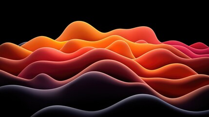Aufkleber - Dynamic waves of colorful abstract patterns digital art high contrast dark background vibrant technology concept