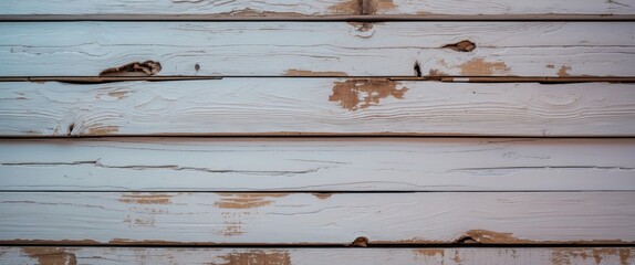 Poster - Weathered white wooden planks with visible grain texture and surface imperfections in a horizontal arrangement