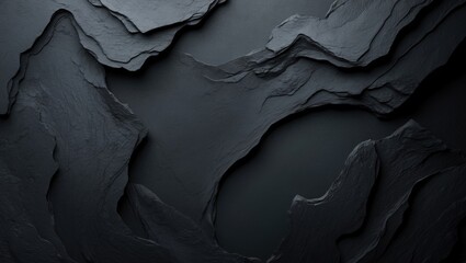 Poster - Textured dark slate stone abstract background with layered surfaces resembling natural rock formations.
