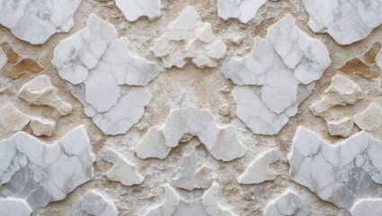 Poster - White marble texture with irregular patterns and rough surface details on a light stone background