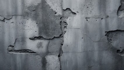 Poster - Gray concrete wall texture with cracks and weathered surface pattern for architectural background or design use.