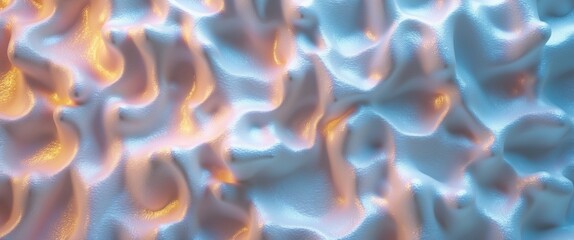 Fototapete - Textured abstract surface with light reflections in shades of blue and orange creating a wavy appearance