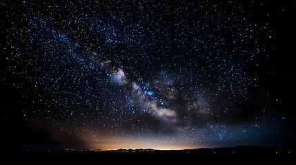 Wall Mural - Panoramic Night Sky Showcasing the Milky Way and Countless Stars with a Dark Blue Background