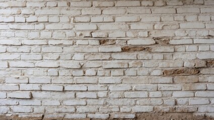 Poster - White brick wall with texture showing wear and deterioration in a rustic environment