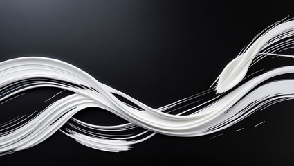 Leinwandbilder - Abstract white wave patterns on a black background with smooth flowing lines creating a modern artistic design