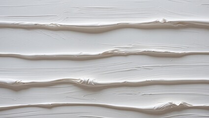Poster - White textured wall with thick paint applied in horizontal lines creating a layered effect for background or design use