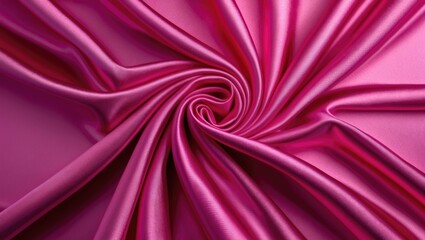 Poster - Pink satin fabric texture with smooth, shiny surface in spiral formation, suitable for textile and background design.