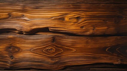 Poster - Brown wooden textured background with visible grain patterns and knots. Abstract natural material surface for design and decor.