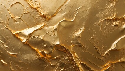 Poster - Textured golden surface with irregular patterns and reflective quality suitable for backgrounds or design elements.