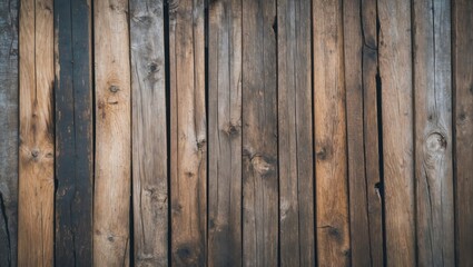 Poster - Wooden planks texture background with various shades of brown and gray tones arranged vertically in a rustic pattern