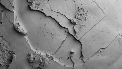 Poster - Textured gray wall with cracks and peeling surface details creating a rough abstract pattern in monochrome tones.