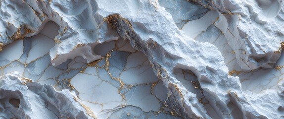 Poster - textured marble surface with blue hues and golden veins creating intricate patterns and relief detai