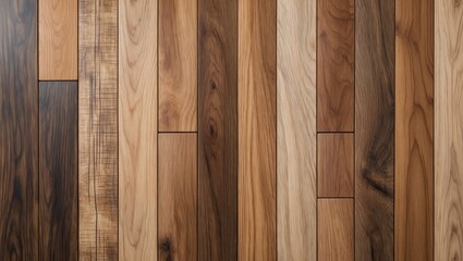 Poster - Wooden floor texture featuring a variety of hardwood planks in multiple shades and textures arranged in a linear pattern