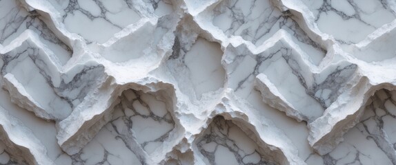 Poster - Textured white marble surface with gray veining in a zigzag pattern for architectural or design use