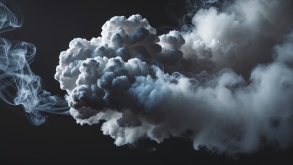 Fototapete - Dramatic swirling smoke clouds on a dark background creating a mysterious and ethereal atmosphere suitable for artistic designs.