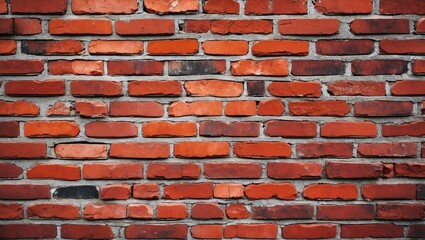 Poster - Red brick wall texture with various shades and mortar joints creating a rustic and industrial appearance. Ideal for background and design use.