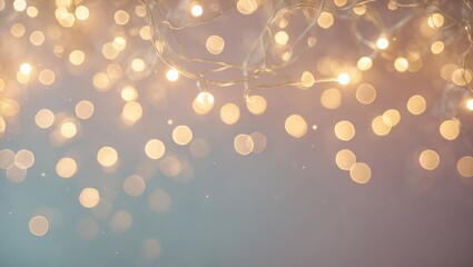 Poster - set of warm glowing fairy lights with a soft bokeh background creating a festive atmosphere for holiday decorations