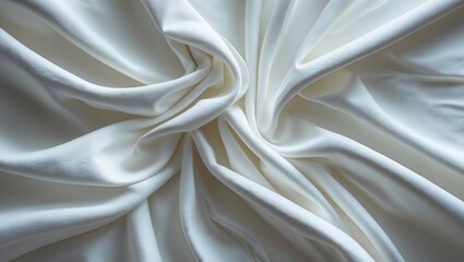 Poster - White fabric draped and folded creating texture and depth in a soft sheen surface for background or textile design use