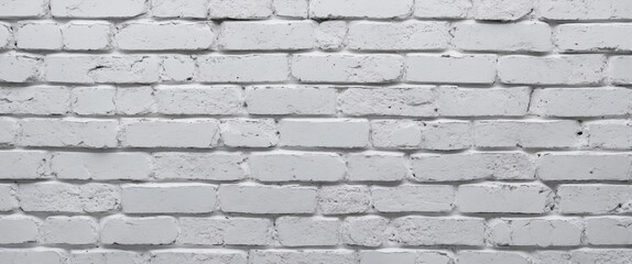 Poster - White brick wall texture with uneven surface and weathered paint, ideal for backgrounds and interior design projects.