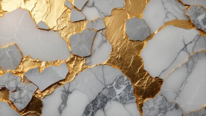 Poster - Luxury marble texture with gold and gray veins on a white background for elegant design applications