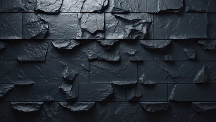 Poster - textured dark slate wall with uneven layered surfaces creating a rugged background design