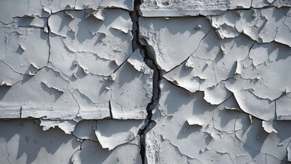Poster - Cracked and peeling paint on concrete wall surface texture in natural lighting