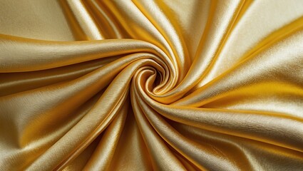 Poster - Golden satin fabric textured background with swirling pattern and shiny surface.