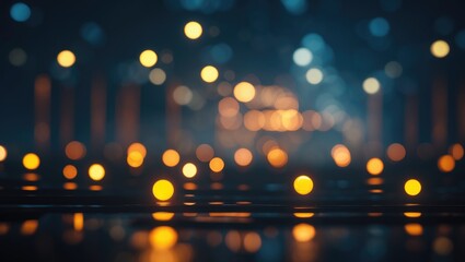 Poster - Abstract blurred background with circular bokeh lights in warm and cool tones creating a visually appealing ambiance