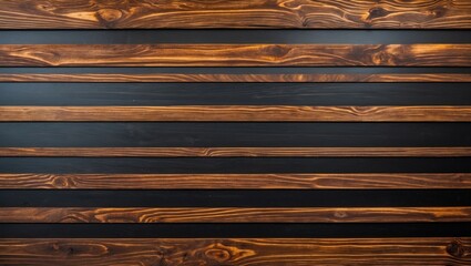 Poster - Wooden wall texture with alternating dark and light brown horizontal planks in a modern interior design setting
