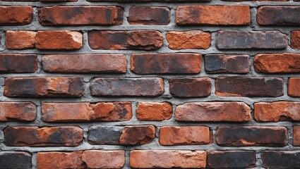 Poster - Red brick wall with grey mortar detailed texture background for architectural and interior design use.