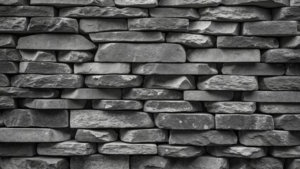 Poster - Gray stone wall texture with various sized rocks arranged in a stacked pattern creating a solid surface background