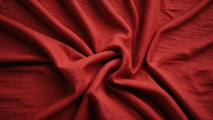 Poster - Red textured fabric background with pleats and folds creating depth and dimension