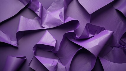 Poster - Textured crumpled purple paper background with varying shades and folds creating an abstract pattern