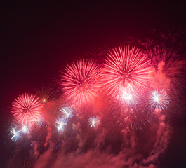 colorful fireworks exploding at english bay against sky