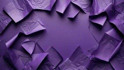 Poster - Purple crumpled paper background with irregular edges creating a textured frame around a central empty space