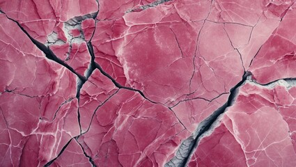 Poster - Pink cracked surface texture with intricate patterns and fissures in a natural rock formation.