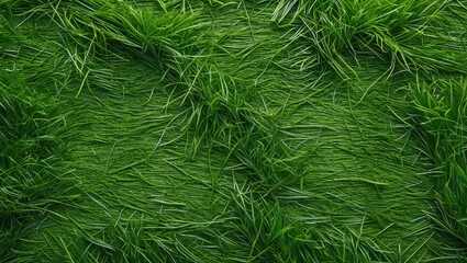 Poster - Green grass texture background with layered blades and natural pattern for design use