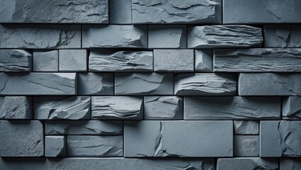 Wall Mural - Textured gray stone wall with irregularly shaped blocks arranged in a brick pattern for architectural and design backgrounds