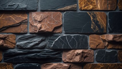 Wall Mural - Elegant Brown and Black Slate Stone Wall Texture for Interior Design and Architectural Applications