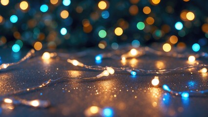 Poster - Defocused glitter lights background with colorful bokeh effects creating a festive and enchanting atmosphere for celebrations and events.