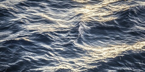 Aufkleber - Serene ocean waves with shimmering sunlight reflections in shades of blue and silver, creating a tranquil and dynamic seascape.