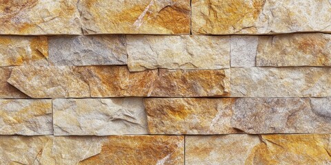 Poster - Rustic yellow granite wall texture features varying tones of yellow and brown with layered stone arrangements offering a natural, elegant backdrop.