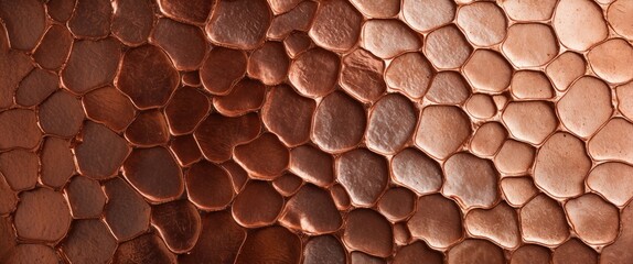 Fototapete - Copper hexagonal pattern background with reflective metallic surface and varying textures and shapes