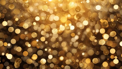 Poster - Glittering golden bokeh background with soft light orbs creating an elegant abstract texture for festive or luxurious design projects.