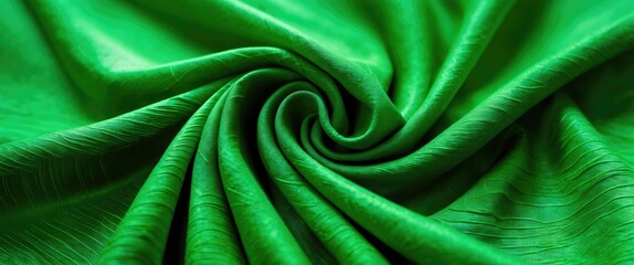 Poster - Vibrant green fabric texture with intricate patterns suitable for diverse design and background applications.