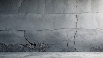 Poster - Textured gray cement wall with subtle cracks and a clean finish ideal for background use in various design projects.