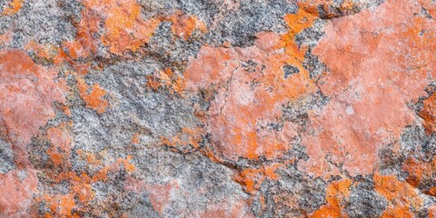 Poster - Granite stone wall texture featuring a coral hue with orange and gray patterns prominently centered across a rugged surface.