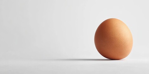 Leinwandbilder - Brown egg on a light gray background, slightly to the right, casting a soft shadow, highlighting its smooth texture and natural color.