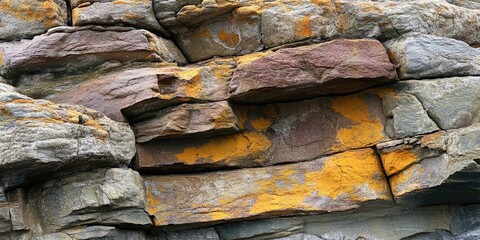 Poster - Corroded rock formation displaying layered textures in earthy tones of brown and orange with hints of gray, emphasizing unique geological patterns.